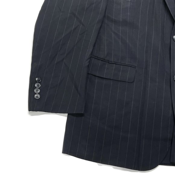 Jos A Bank Suit Jacket Mens 39R Wool Travelers Blue Striped - Picture 3 of 9